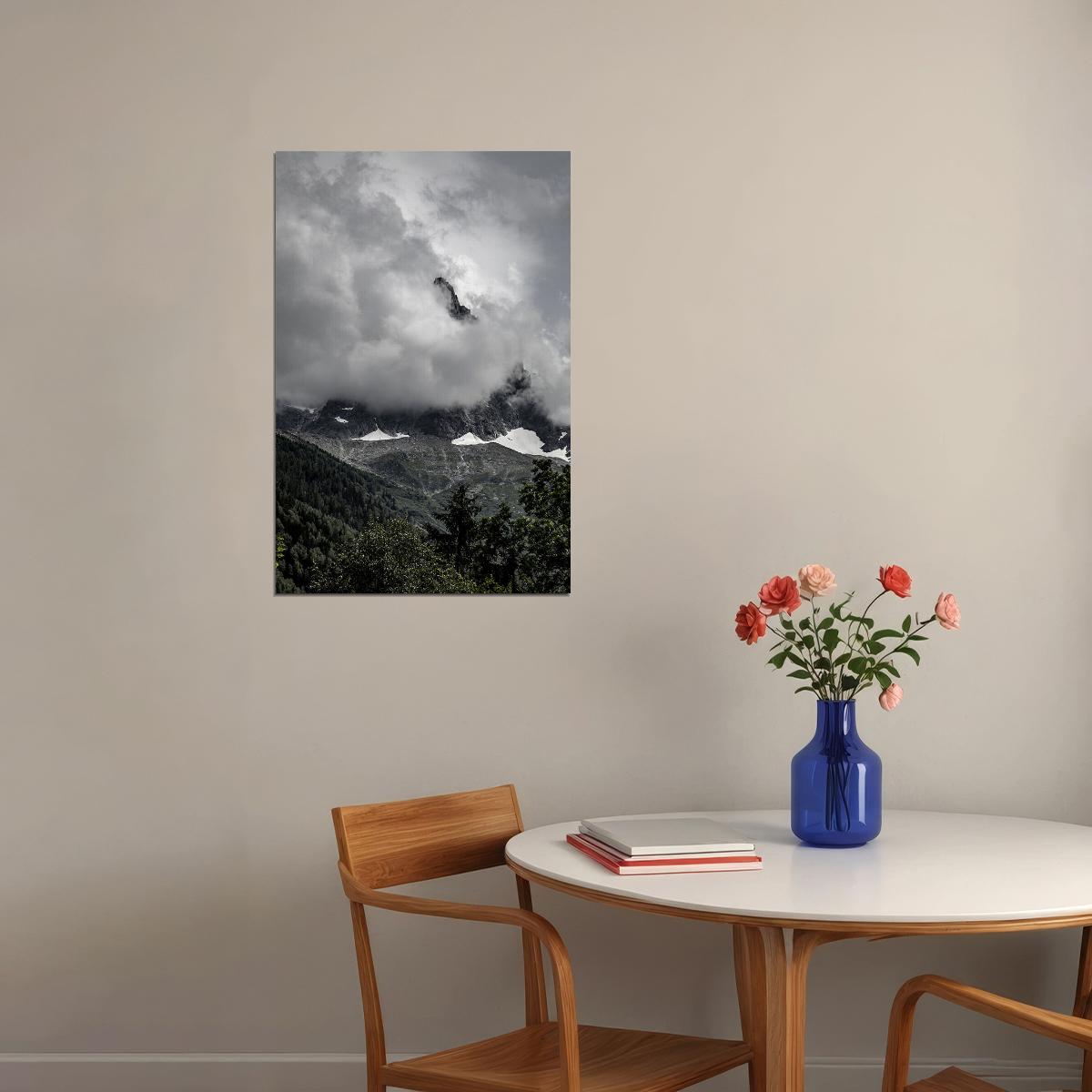 Noon Clouds Over Mount Jackson And Mount Fulsilade Poster Wall Art Print Home Wall Decor - xonomax
