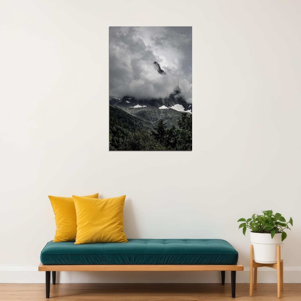 Noon Clouds Over Mount Jackson And Mount Fulsilade Poster Wall Art Print Home Wall Decor - xonomax