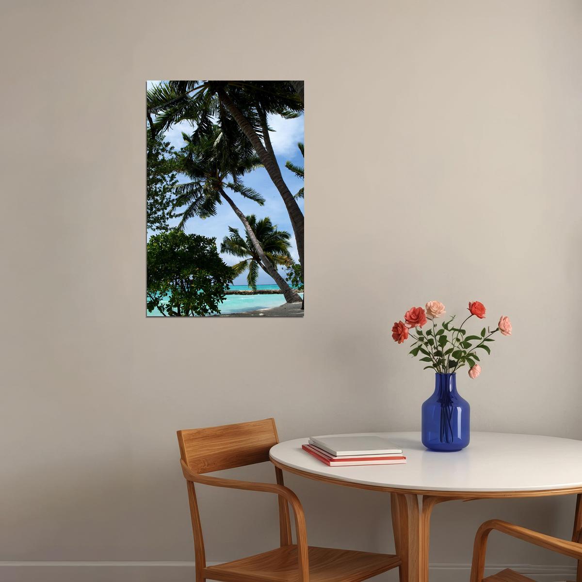 Palm Tree On Maldives Nature Trees Poster Wall Art Print Home Wall Decor - xonomax