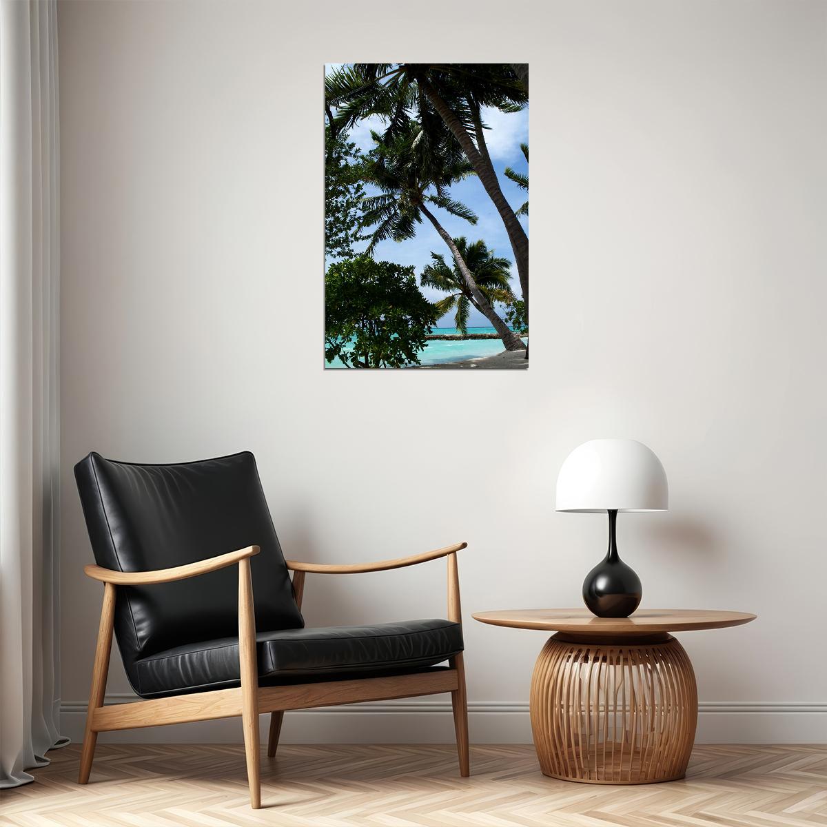 Palm Tree On Maldives Nature Trees Poster Wall Art Print Home Wall Decor - xonomax