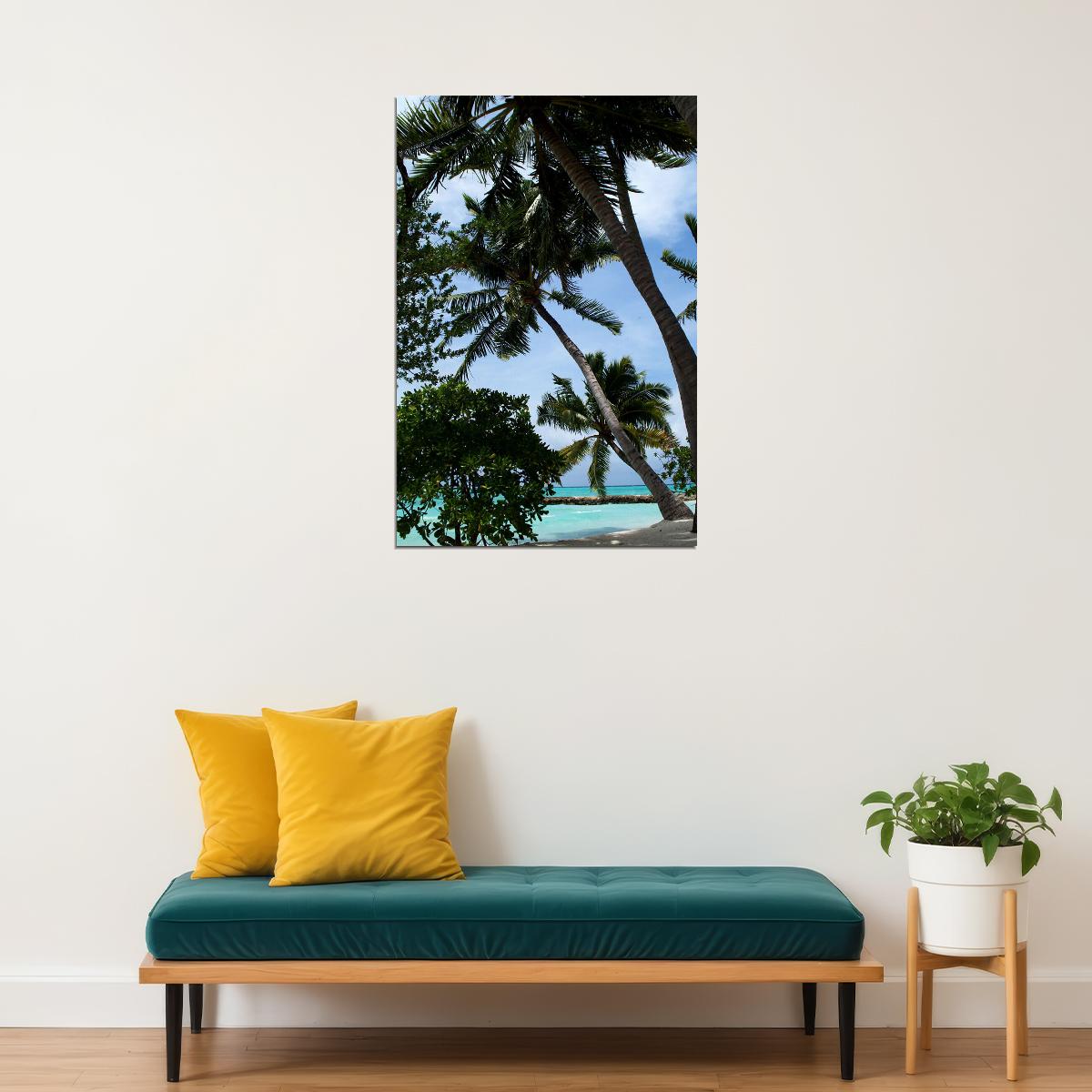Palm Tree On Maldives Nature Trees Poster Wall Art Print Home Wall Decor - xonomax