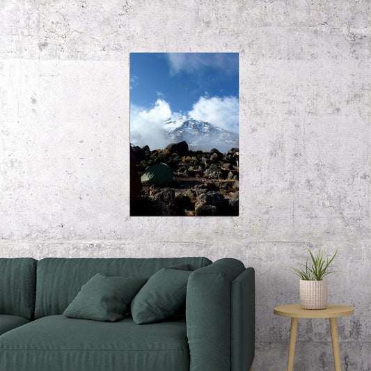 Clouds Surrounding Mount Kilimanjaro Poster Wall Art Print Home Wall Decor - xonomax