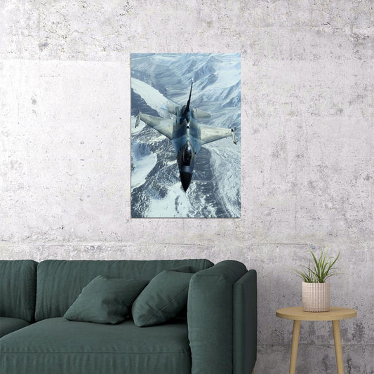 Photo Of Warplane Flying Over Snowy Mountains Poster Wall Art Print Home Wall Decor - xonomax
