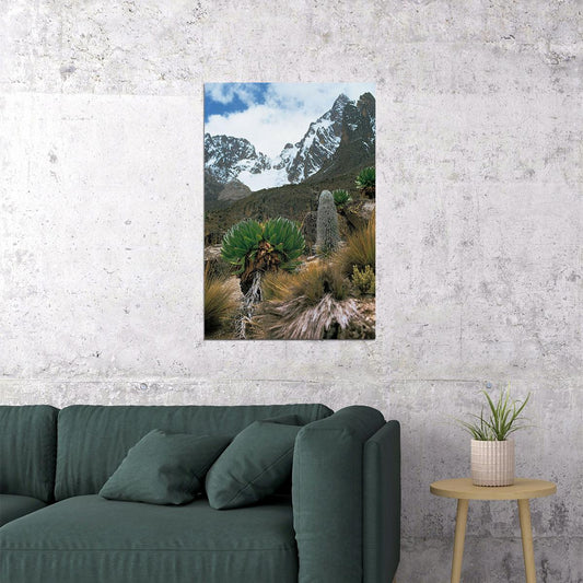 Snowy Mount Kenya Seen From Afar Poster Wall Art Print Home Wall Decor - xonomax
