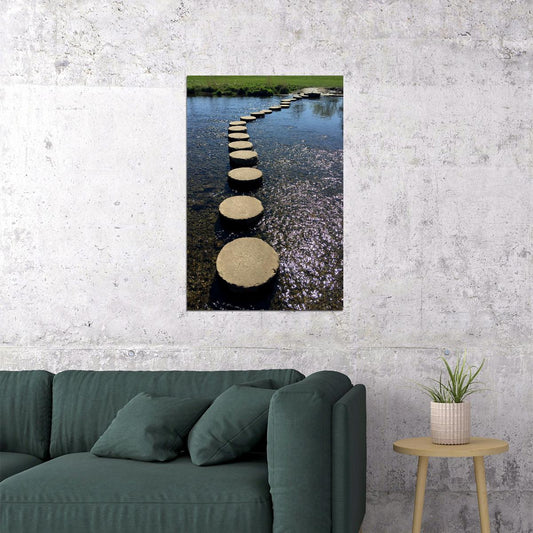 Stepping Stones On Clear Water Nature Water Poster Wall Art Print Home Wall Decor - xonomax