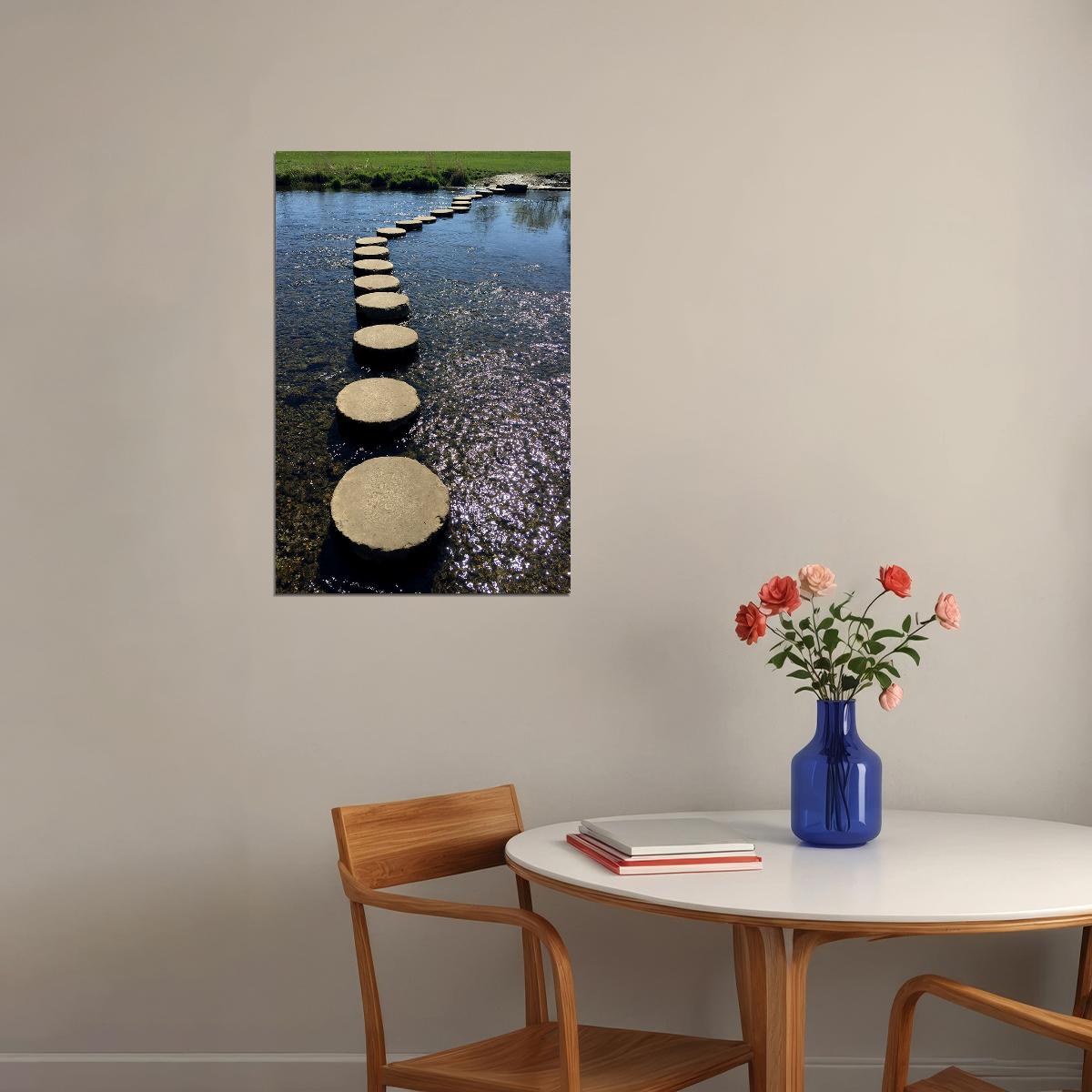 Stepping Stones On Clear Water Nature Water Poster Wall Art Print Home Wall Decor - xonomax