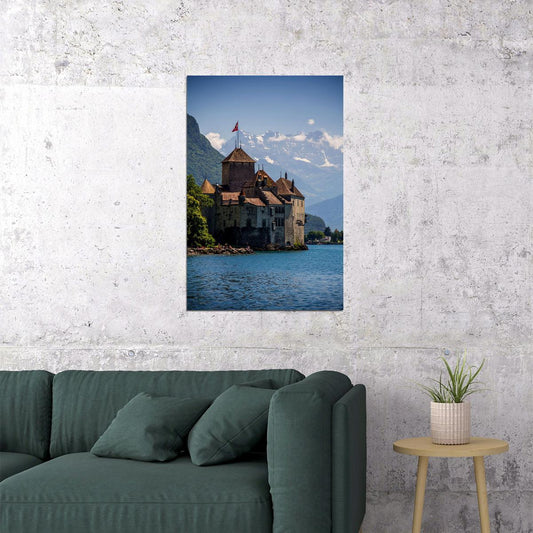 Chateau De Chillon On Lake Geneva Vintage Poster Wall Art Print Home Wall Decor - xonomax