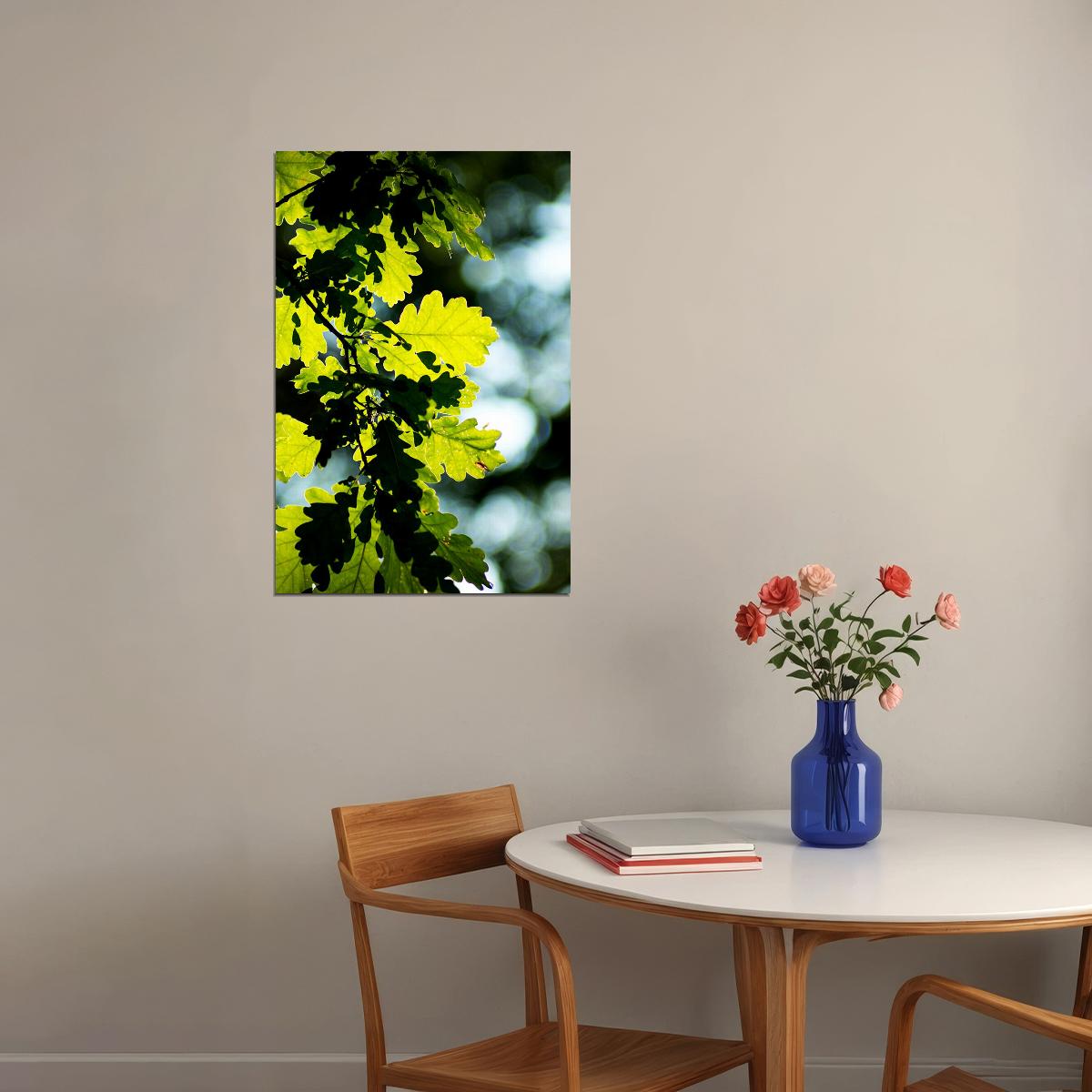 Oak Tree Leaves Changing Color Picture Poster Wall Art Print Home Wall Decor - xonomax