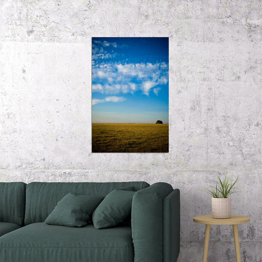 Sky Over Wheat Fields Landscape Photograph Poster Wall Art Print Home Wall Decor - xonomax