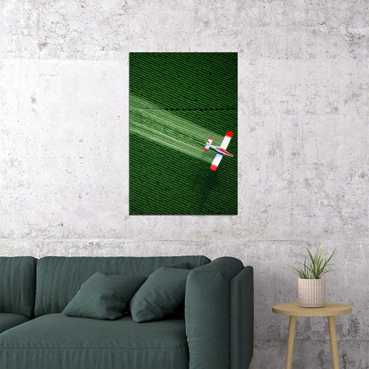 Crop-duster Flying Over Fields Garden Poster Wall Art Print Home Wall Decor - xonomax