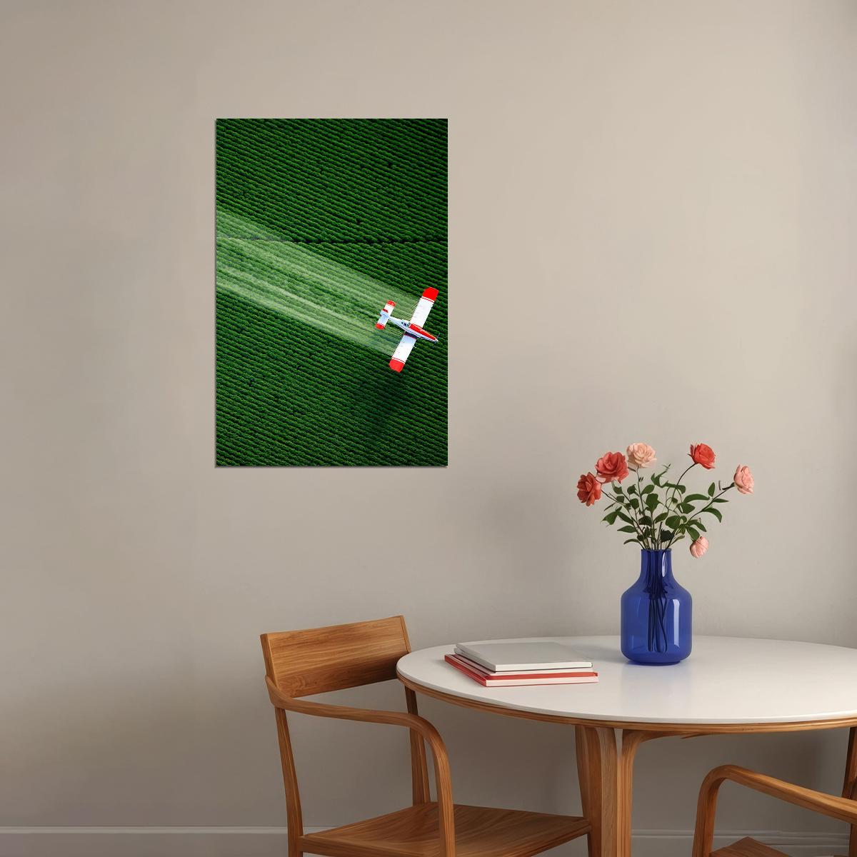 Crop-duster Flying Over Fields Garden Poster Wall Art Print Home Wall Decor - xonomax