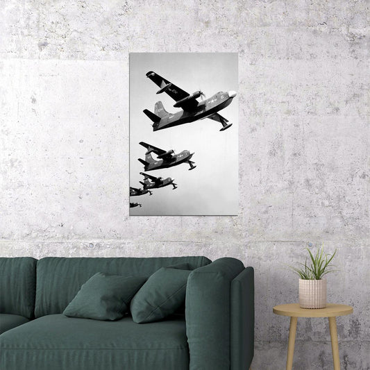 Us Navy Pby Catalina Bomber In Flight Warplane Poster Wall Art Print Home Wall Decor - xonomax