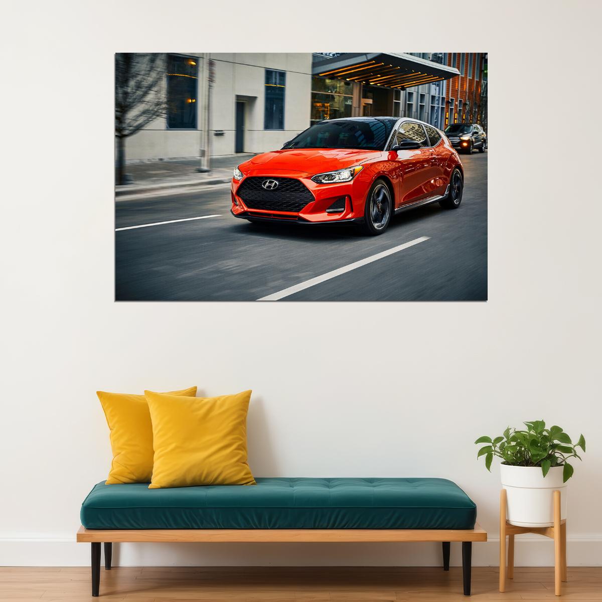 Hyundai Veloster Turbo Sports Car Vehicle Poster Wall Art Print Home Wall Decor - xonomax