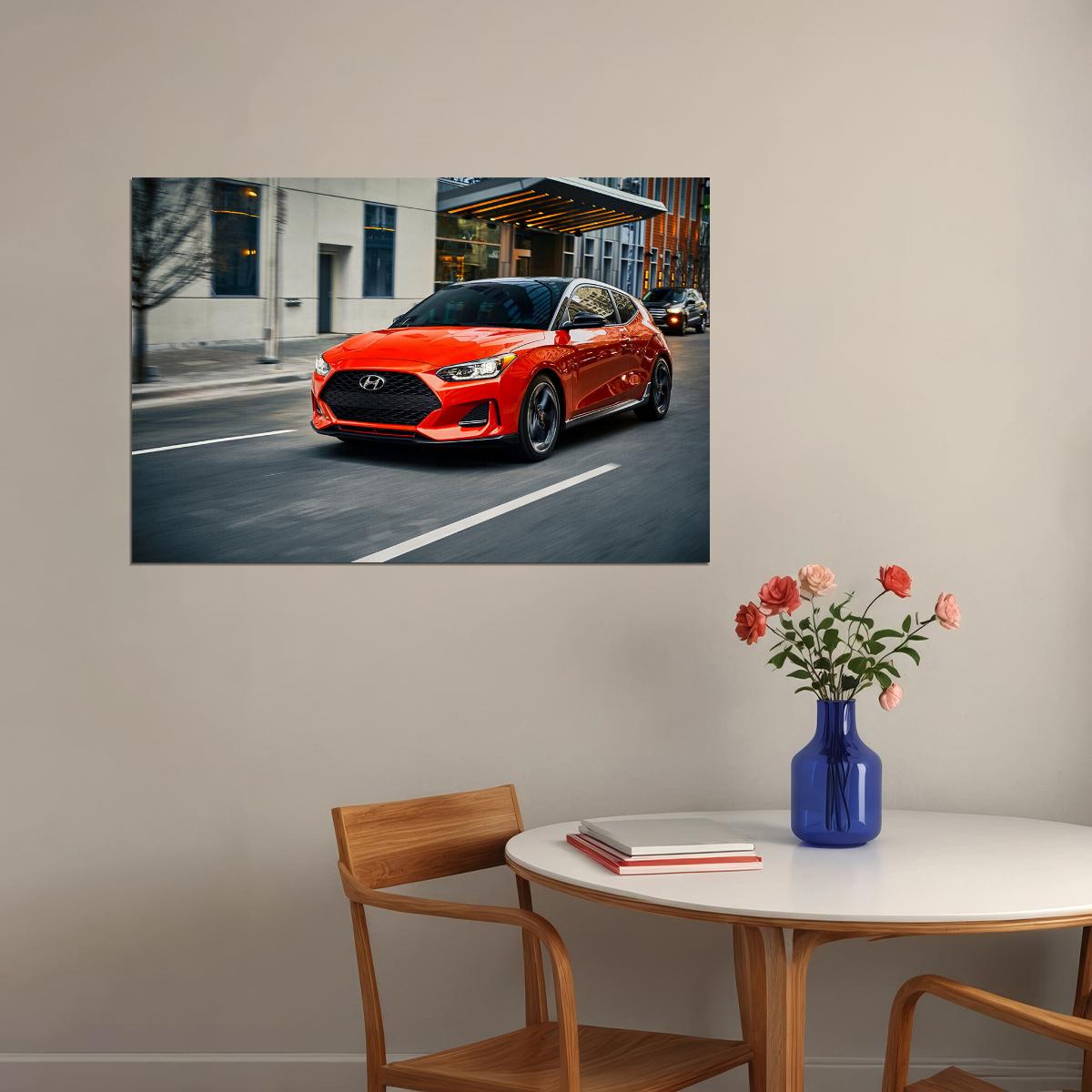 Hyundai Veloster Turbo Sports Car Vehicle Poster Wall Art Print Home Wall Decor - xonomax
