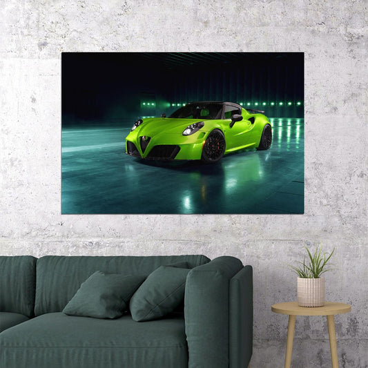 Pogea Racing Alfa Romeo 4c Centurion Green Arrow Poster Wall Art Print Home Wall Decor - xonomax