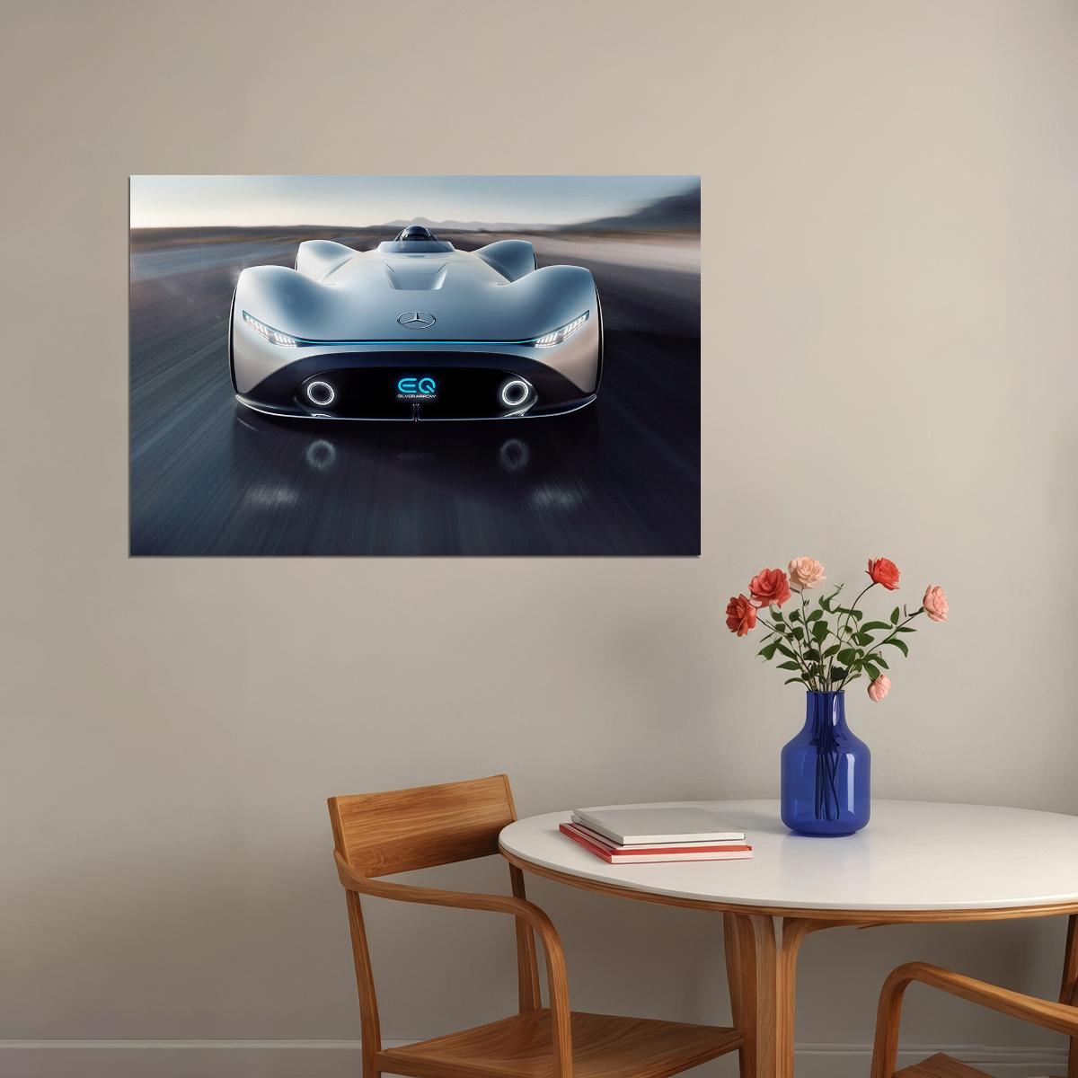 Mercedes Benz Vision Eq Silver Arrow Luxury Car Poster Wall Art Print Home Wall Decor - xonomax