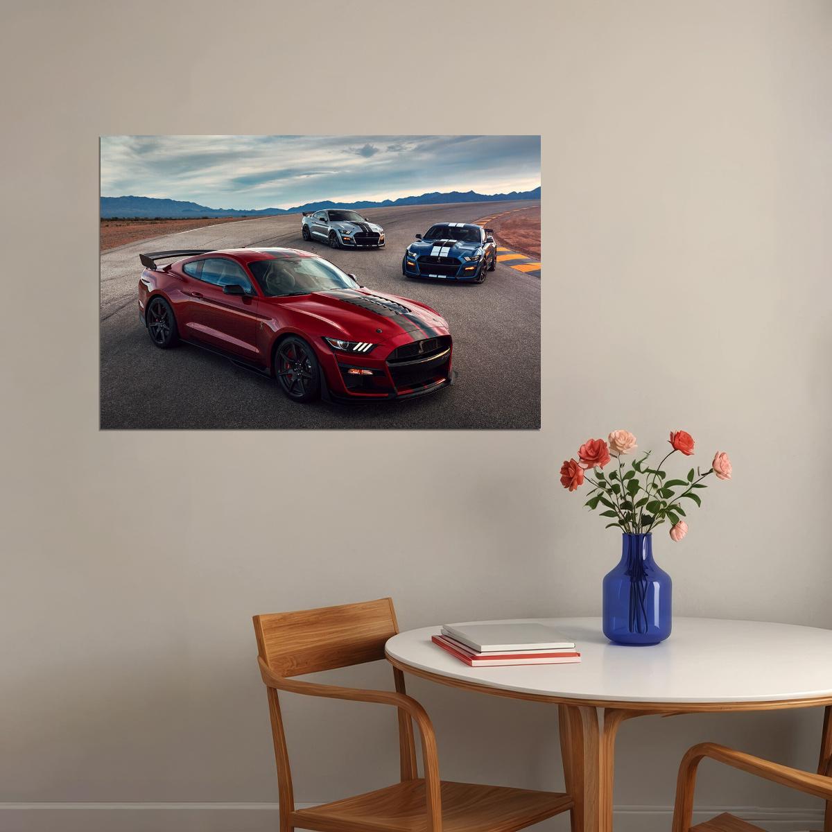 Ford Mustang Shelby Gt500 Sports Car Luxury Car Poster Wall Art Print Home Wall Decor - xonomax