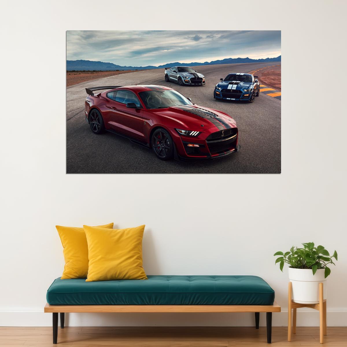 Ford Mustang Shelby Gt500 Sports Car Luxury Car Poster Wall Art Print Home Wall Decor - xonomax