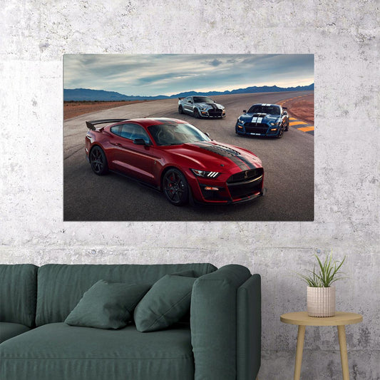 Ford Mustang Shelby Gt500 Sports Car Luxury Car Poster Wall Art Print Home Wall Decor - xonomax