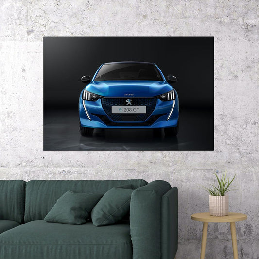Peugeot E 208 Gt Sports Car Luxury Car Auto Poster Wall Art Print Home Wall Decor - xonomax