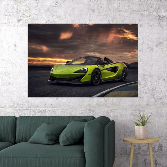 Mclaren 600lt Spider Lime Green Sports Car Poster Wall Art Print Home Wall Decor - xonomax