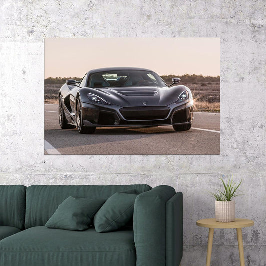 Rimac C Two Electric Hypercar Racing Car Poster Wall Art Print Home Wall Decor - xonomax