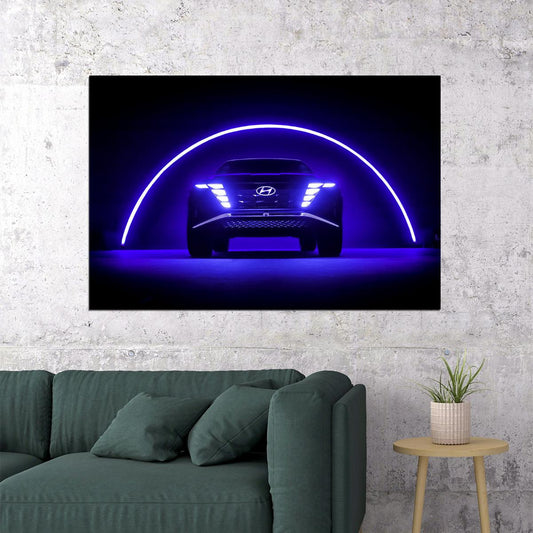 Hyundai Vision T Concept Blue Neon Lights Poster Wall Art Print Home Wall Decor - xonomax