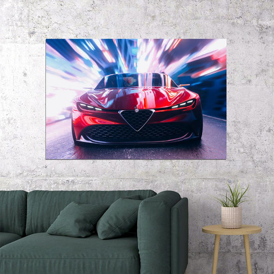 Alfa Romeo Zagato Cgi Red Car Poster Wall Art Print Home Wall Decor - xonomax