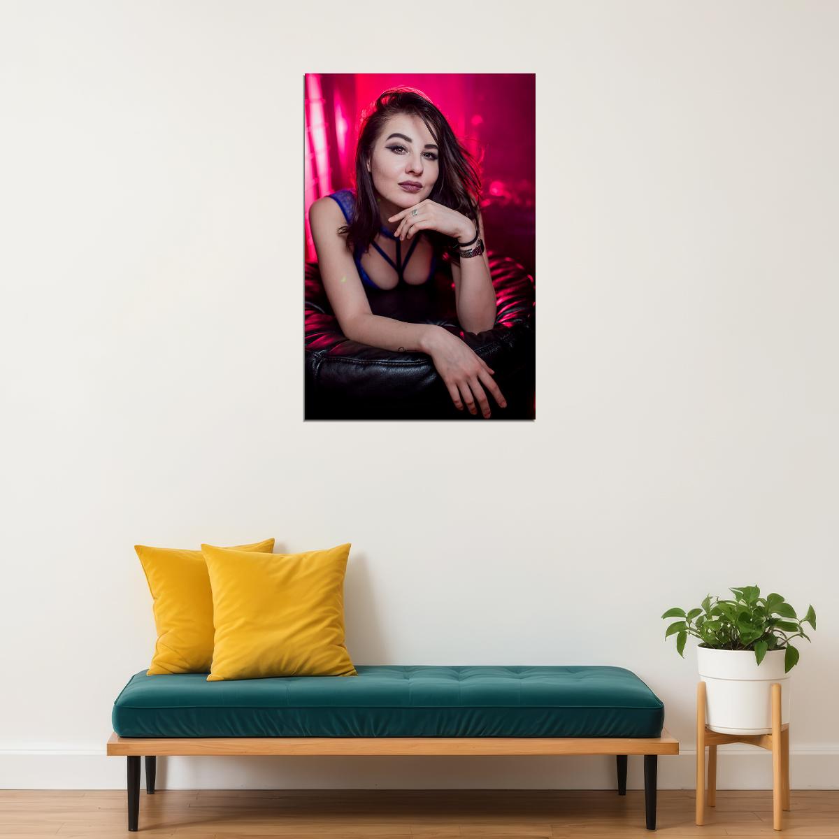 Club Paradise Sexy Female Model Red Background Poster Wall Art Print Home Wall Decor - xonomax