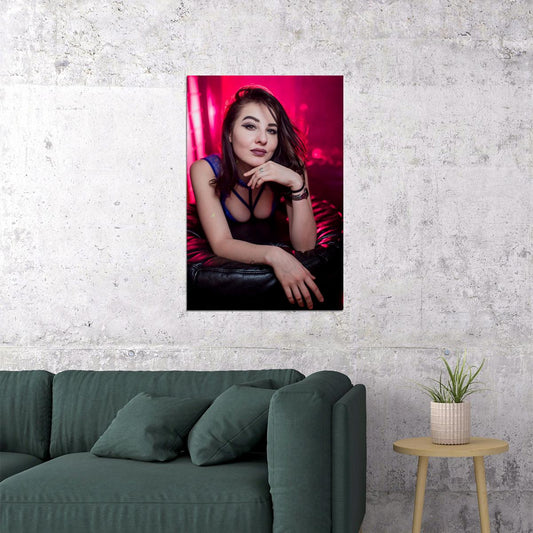 Club Paradise Sexy Female Model Red Background Poster Wall Art Print Home Wall Decor - xonomax