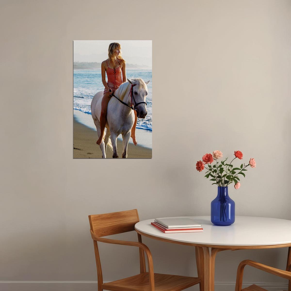 Down By The Sea Lady With Horse Nature Poster Wall Art Print Home Wall Decor - xonomax