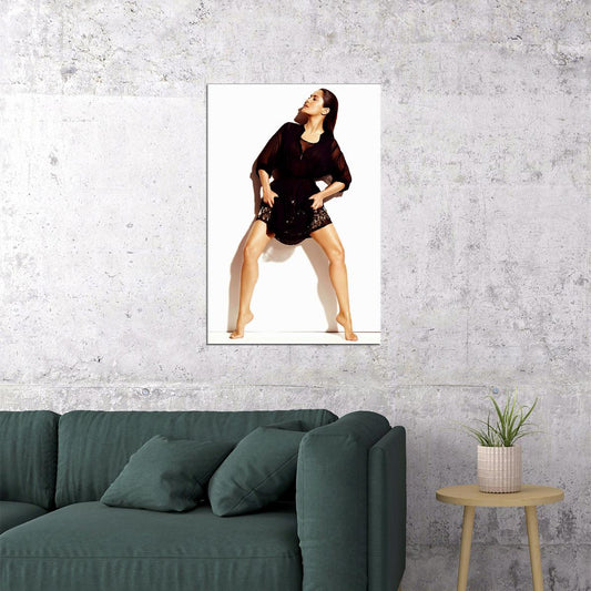 Actress Salma Hayek Black Low Cut Dress Artist Poster Wall Art Print Home Wall Decor - xonomax