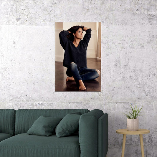 Actress Salma Hayek Sitting Artist Producer Poster Wall Art Print Home Wall Decor - xonomax