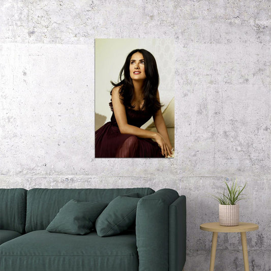 Actress Salma Hayek In Low Cut Dress Artist Poster Wall Art Print Home Wall Decor - xonomax