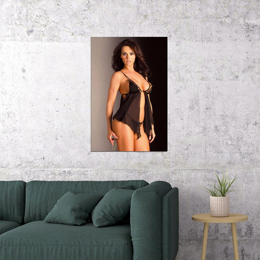 Karen Mcdougal Sexy Female Model Black Underwear Poster Wall Art Print Home Wall Decor - xonomax