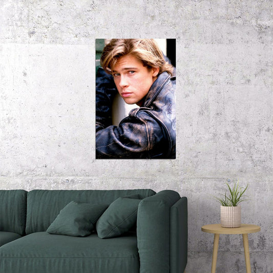 Actor Young Brad Pitt Hand On Chin Poster Wall Art Print Home Wall Decor - xonomax