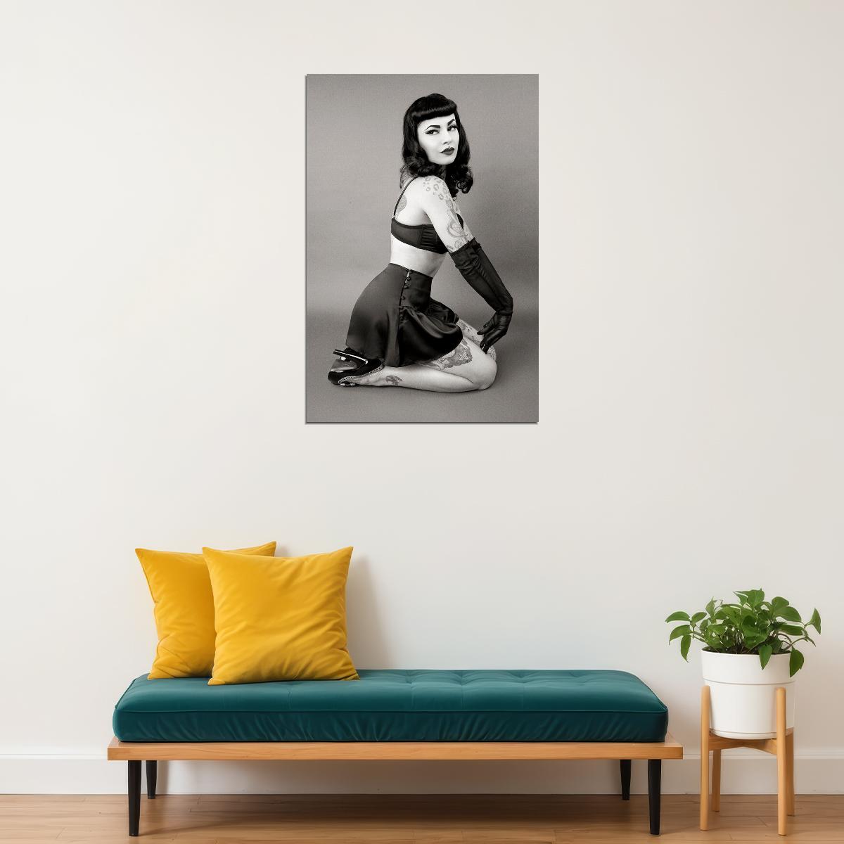 Sexy Female Model Bettie Page With Whip Poster Wall Art Print Home Wall Decor - xonomax