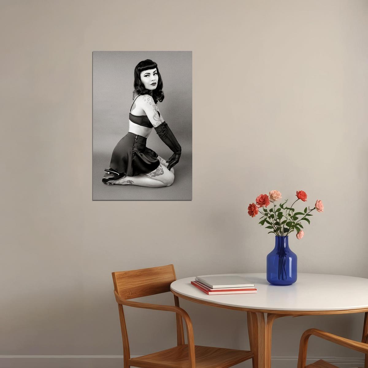 Sexy Female Model Bettie Page With Whip Poster Wall Art Print Home Wall Decor - xonomax