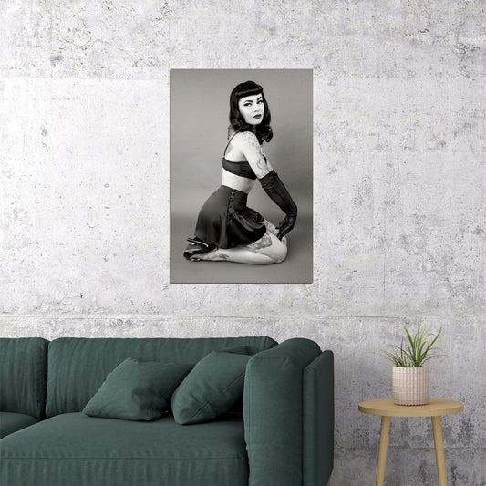 Sexy Female Model Bettie Page With Whip Poster Wall Art Print Home Wall Decor - xonomax