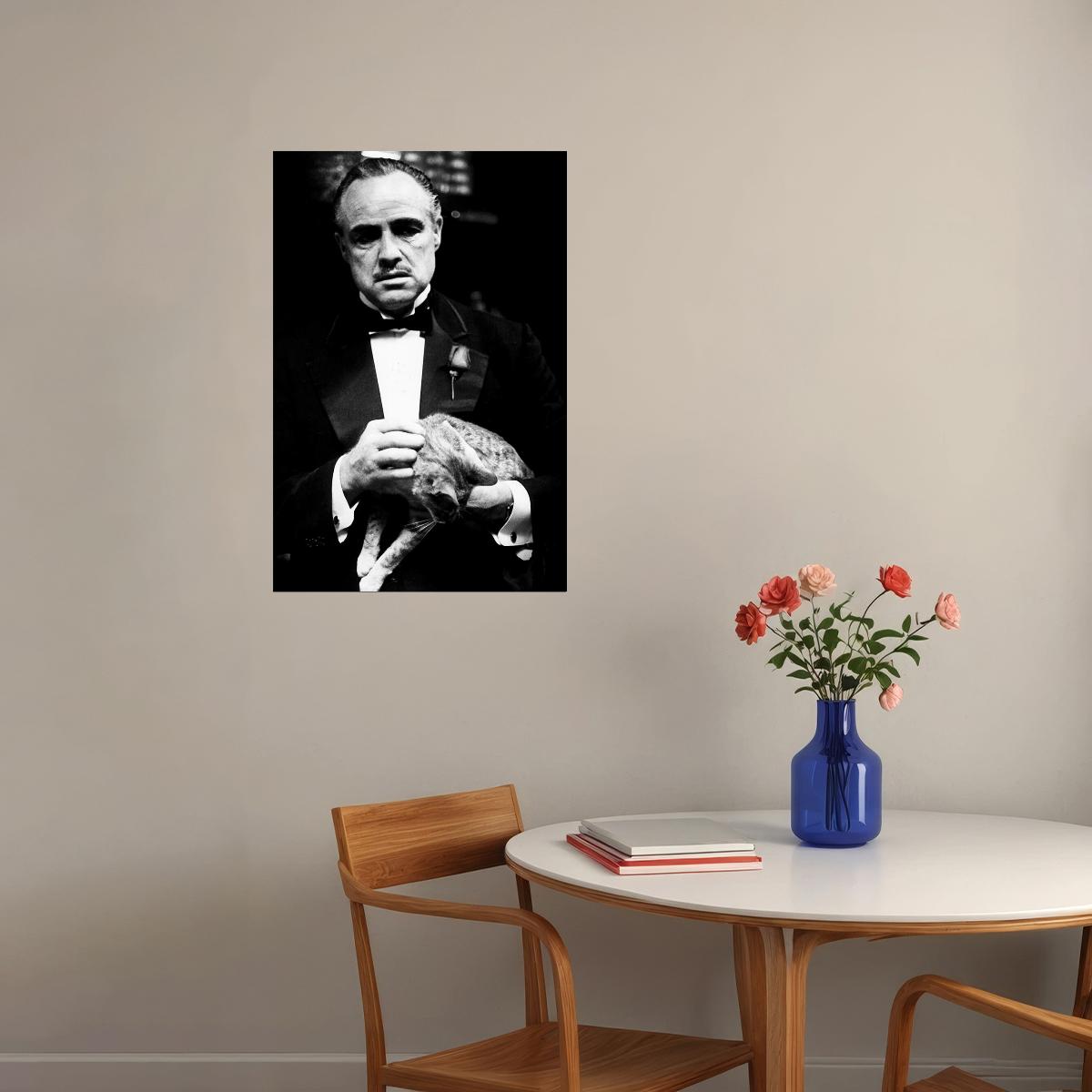 The Godfather Movie Marlon Brando Black White Poster Wall Art Print Home Wall Decor