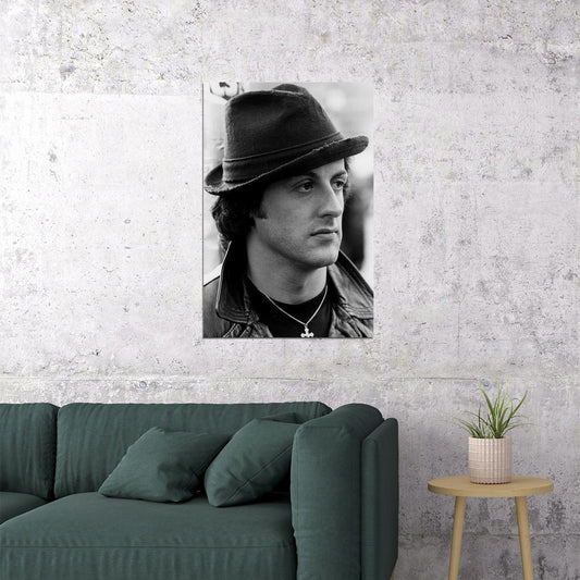 Sylvester Stallone Hat Photo Actor Black White Poster Wall Art Print Home Wall Decor - xonomax