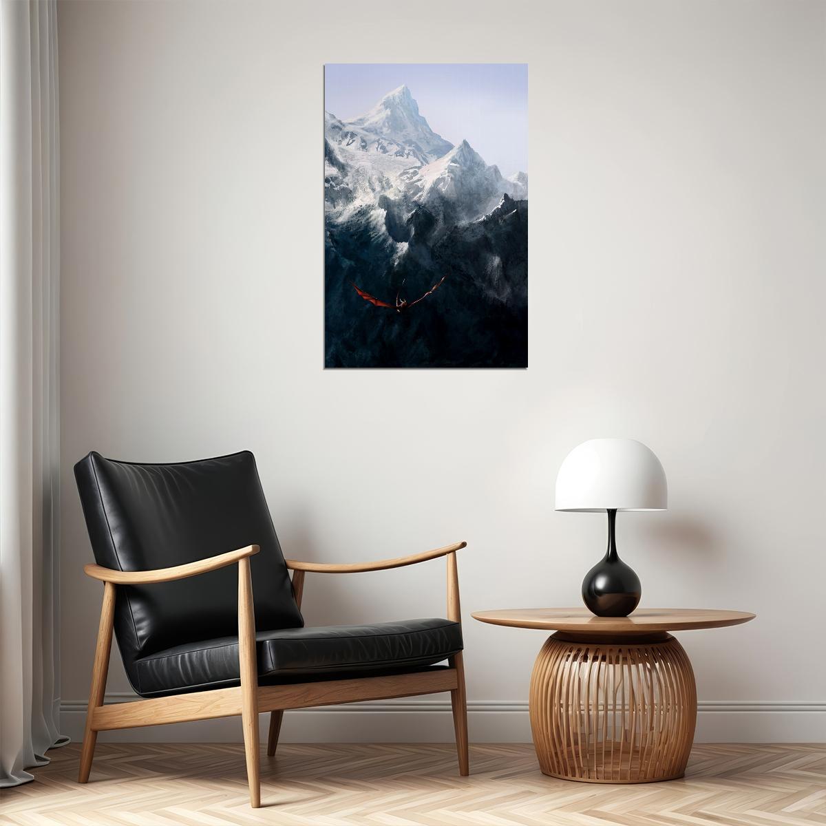 Dragon Mountain Fantasy Landscape Picture Poster Wall Art Print Home Wall Decor - xonomax