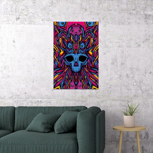 Marijuana Theme Reefer Madness Skull Poster Wall Art Print Home Wall Decor - xonomax