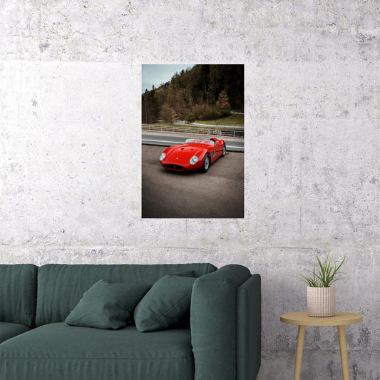 Cars Old Red Ferrari Land Vehicle Landscape Poster Wall Art Print Home Wall Decor - xonomax