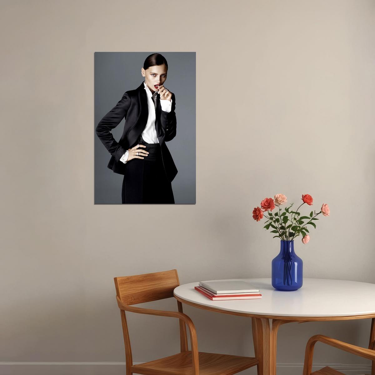 Sexy Female Model Dawn In Tux Fashion Poster Wall Art Print Home Wall Decor - xonomax