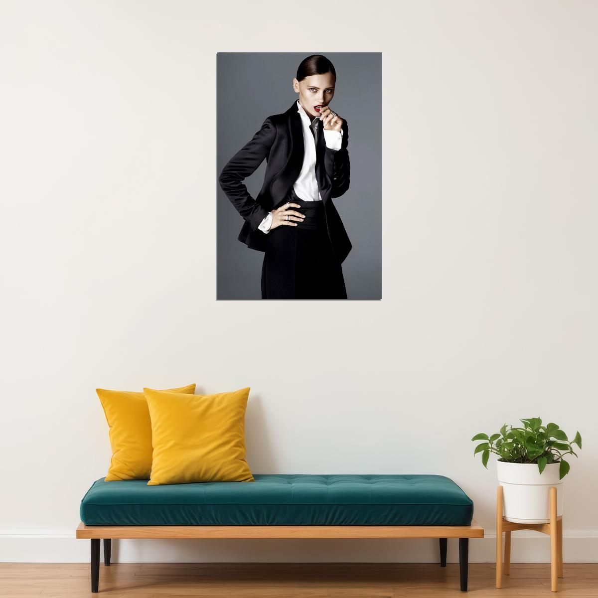 Sexy Female Model Dawn In Tux Fashion Poster Wall Art Print Home Wall Decor - xonomax