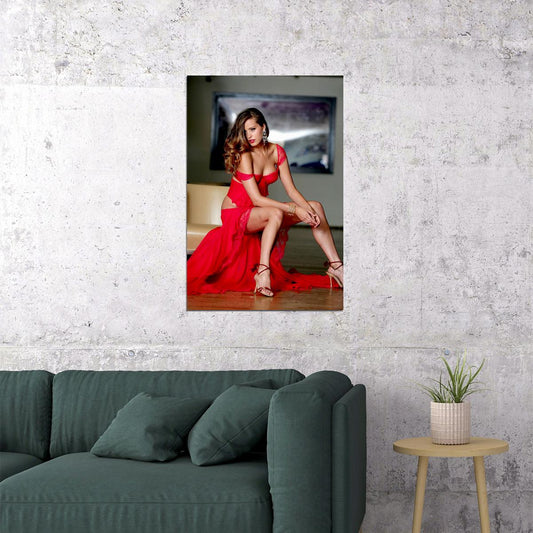 Red Hot Sexy Female Model With Dress Poster Wall Art Print Home Wall Decor - xonomax