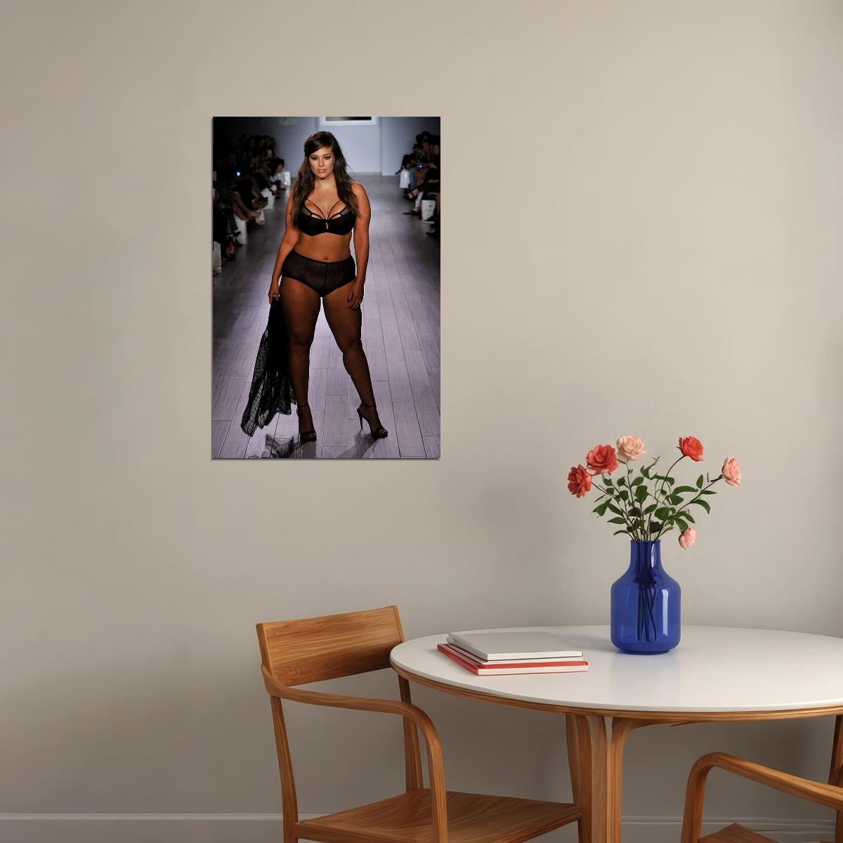 Think Big Sexy Female Model Black Underwear Photo Poster Wall Art Print Home Wall Decor - xonomax
