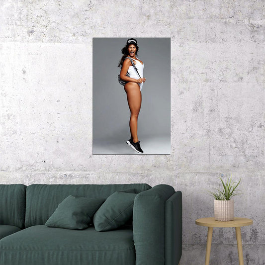 Think Big Sexy Female Model White Swimsuit White Poster Wall Art Print Home Wall Decor - xonomax