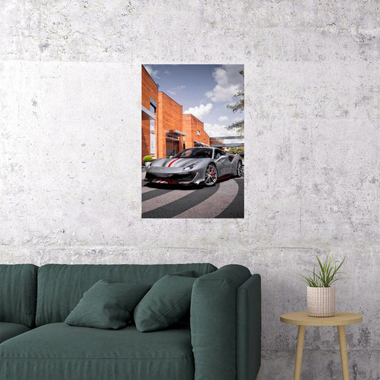 Ferrari Silver Extreme Machines Land Vehicle Poster Wall Art Print Home Wall Decor - xonomax